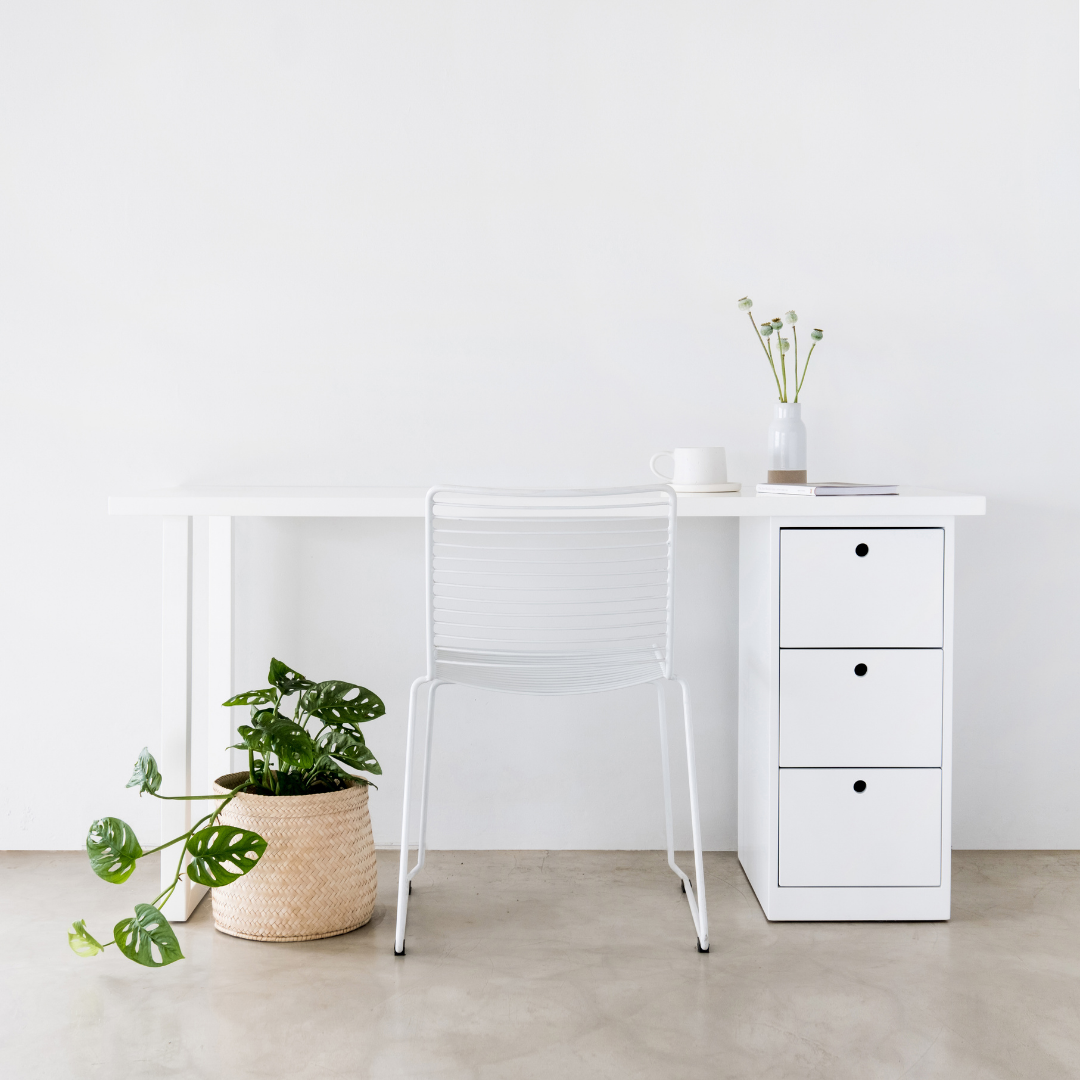 Modern White Desk With Storage